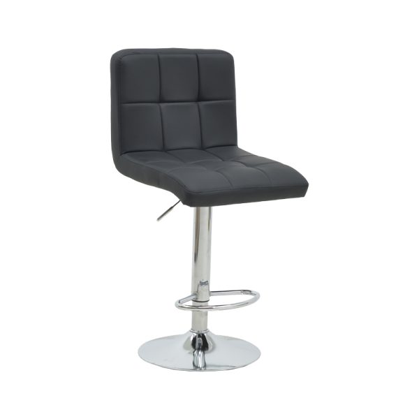 292 000019 2 Bar stool Remina pakoworld height adjustable black pu-chrome metal leg 44x44x112cmIndoor furniture > Bar stools
