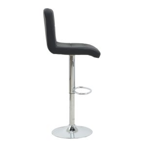 292 000019 3 Bar stool Remina pakoworld height adjustable black pu-chrome metal leg 44x44x112cmIndoor furniture > Bar stools
