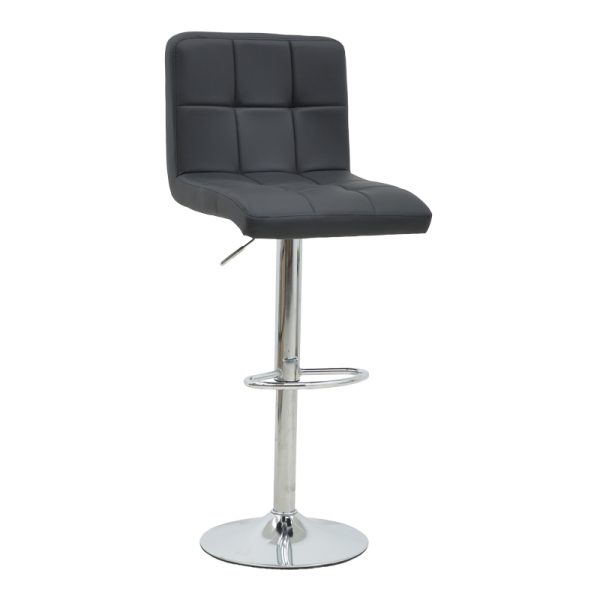 292 000019 Bar stool Remina pakoworld height adjustable black pu-chrome metal leg 44x44x112cmIndoor furniture > Bar stools