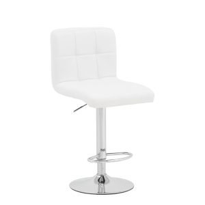 292 000021 2 Bar stool Remina pakoworld height adjustable white pu-chrome base 44x44x112cmIndoor furniture > Bar stools