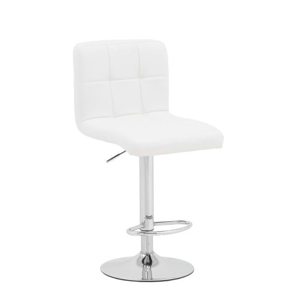 292 000021 2 Bar stool Remina pakoworld height adjustable white pu-chrome base 44x44x112cmIndoor furniture > Bar stools