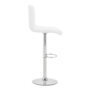 292 000021 3 Bar stool Remina pakoworld height adjustable white pu-chrome base 44x44x112cmIndoor furniture > Bar stools
