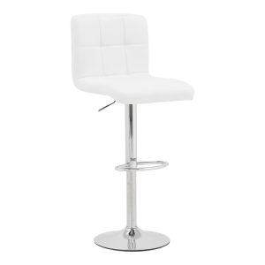 292 000021 Bar stool Remina pakoworld height adjustable white pu-chrome base 44x44x112cmIndoor furniture > Bar stools