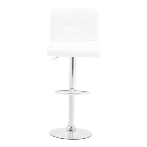 292 000021 4 Bar stool Remina pakoworld height adjustable white pu-chrome base 44x44x112cmIndoor furniture > Bar stools