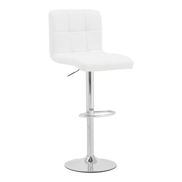 292 000021 Bar stool Remina pakoworld height adjustable white pu-chrome base 44x44x112cmIndoor furniture > Bar stools
