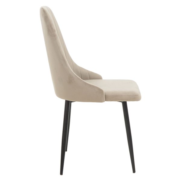 292 000044 2 Chair Azori pakoworld velvet beige-grey black metal leg 49x55x85cmIndoor furniture > Chairs