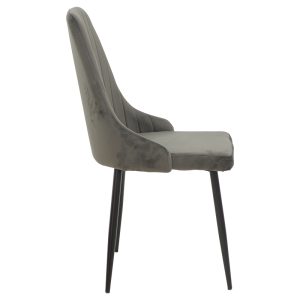 292 000046 2 Chair Azori pakoworld velvet dark grey-black metal leg 49x55x85cmIndoor furniture > Chairs