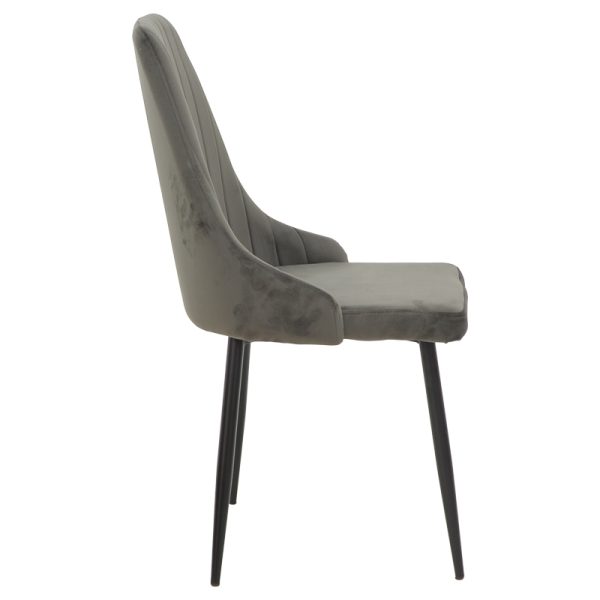292 000046 2 Chair Azori pakoworld velvet dark grey-black metal leg 49x55x85cmIndoor furniture > Chairs
