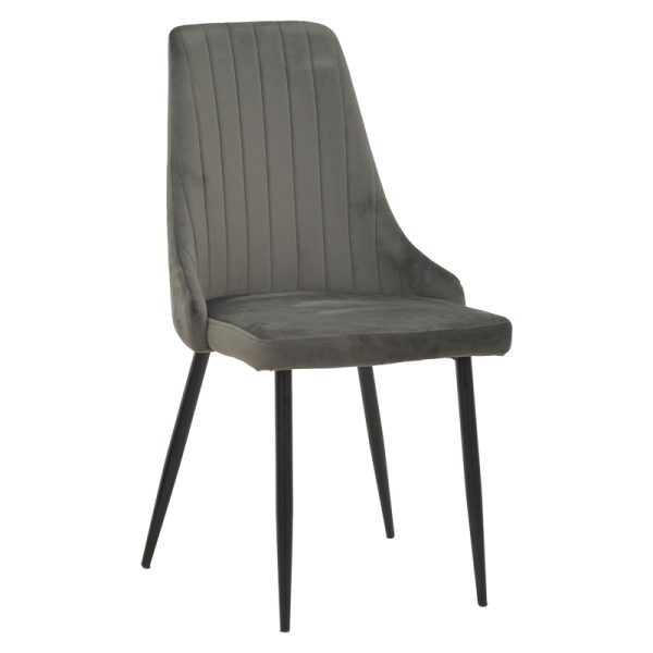 292 000046 Chair Azori pakoworld velvet dark grey-black metal leg 49x55x85cmIndoor furniture > Chairs