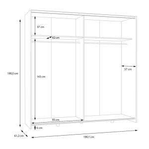 318 000021 2 Wardrobe Jolite pakoworld 2 doors with shelves white-oak melamine 190x61x190.5cmIndoor furniture > Wardrobes