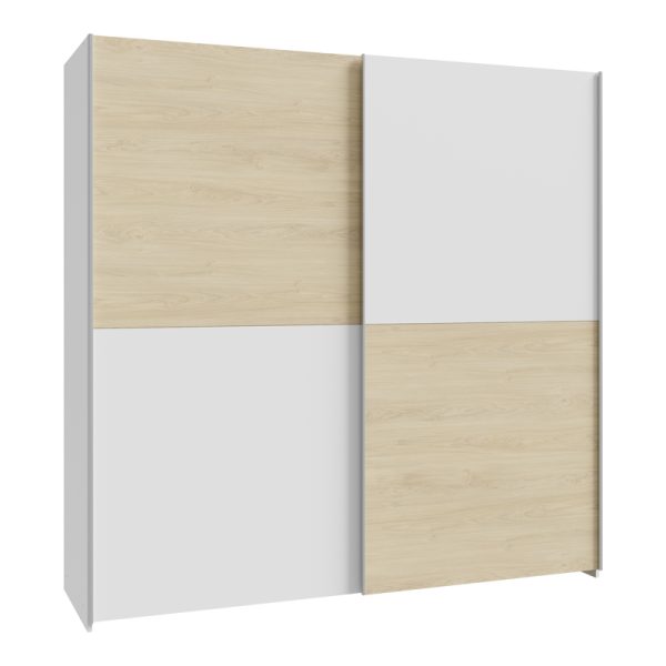 318 000021 Wardrobe Jolite pakoworld 2 doors with shelves white-oak melamine 190x61x190.5cmIndoor furniture > Wardrobes