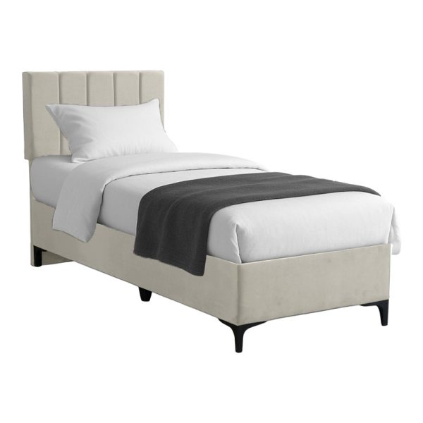 323 000013 Moega pakoworld fabric bed in cream shade 90x200cmIndoor furniture > Beds