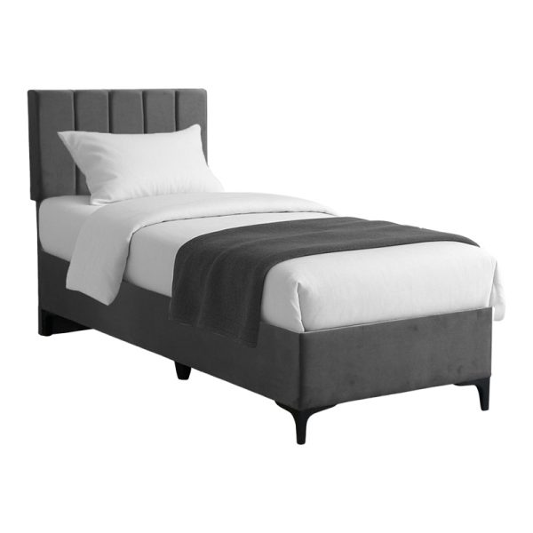 323 000015 Moega pakoworld fabric bed in anthracite shade 90x200cmIndoor furniture > Beds