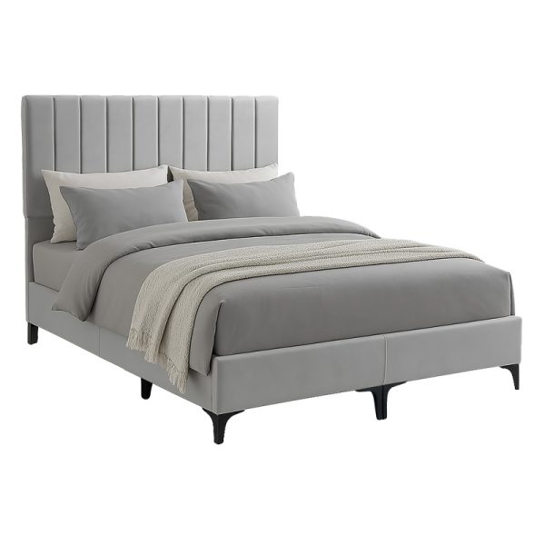 323 000017 Moega pakoworld fabric bed in grey shade 160x200cmIndoor furniture > Beds