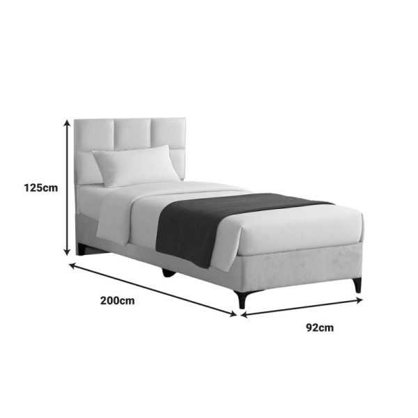 323 000019 3 Melei pakoworld fabric bed in cream shade 90x200cmIndoor furniture > Beds