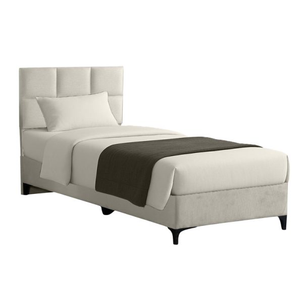 323 000019 Melei pakoworld fabric bed in cream shade 90x200cmIndoor furniture > Beds
