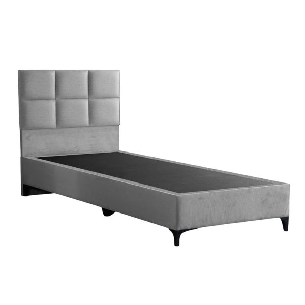 323 000020 2 Melei pakoworld fabric bed in light grey shade 90x200cmIndoor furniture > Beds