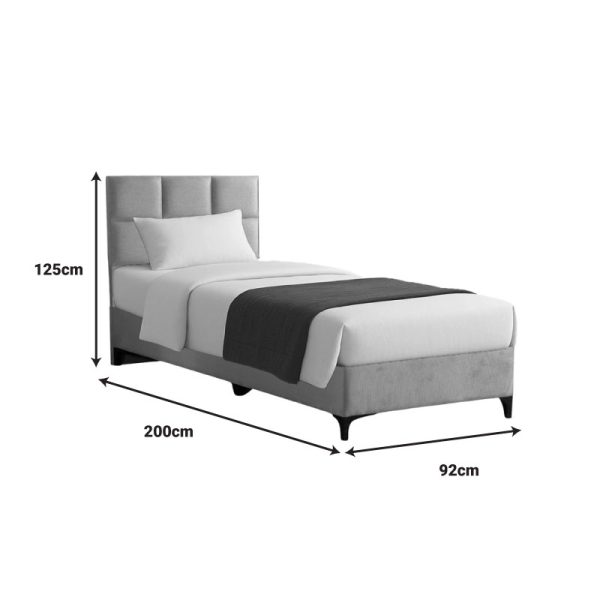 323 000020 3 Melei pakoworld fabric bed in light grey shade 90x200cmIndoor furniture > Beds
