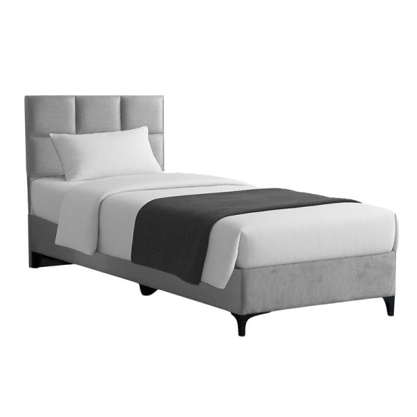 323 000020 Melei pakoworld fabric bed in light grey shade 90x200cmIndoor furniture > Beds