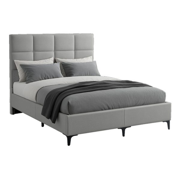 323 000023 Melei pakoworld fabric bed in light grey shade 160x200cmIndoor furniture > Beds