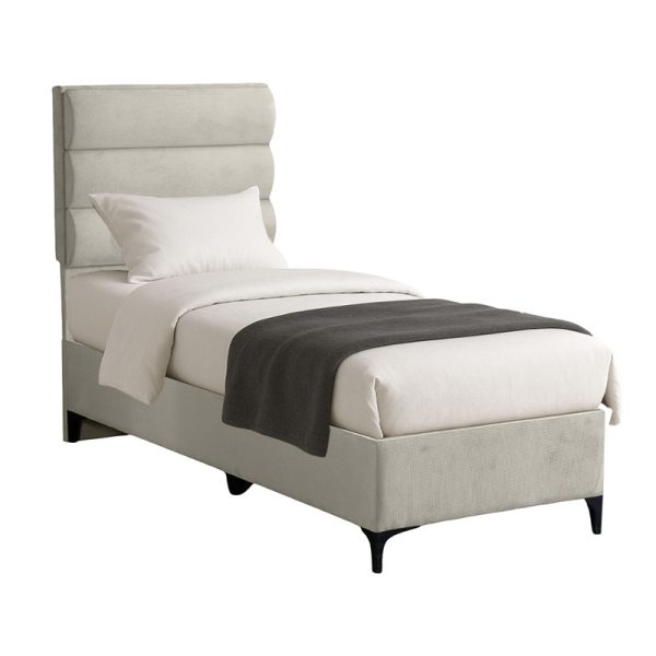 323 000025 Limit pakoworld fabric bed in cream shade 90x200cmIndoor furniture > Beds