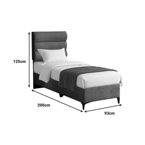 323 000027 3 Limit pakoworld fabric bed in anthracite shade 90x200cmIndoor furniture > Beds