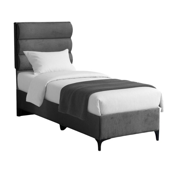 323 000027 Limit pakoworld fabric bed in anthracite shade 90x200cmIndoor furniture > Beds