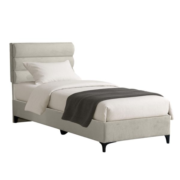323 000028 Limit pakoworld fabric bed in cream shade 120x200cmIndoor furniture > Beds