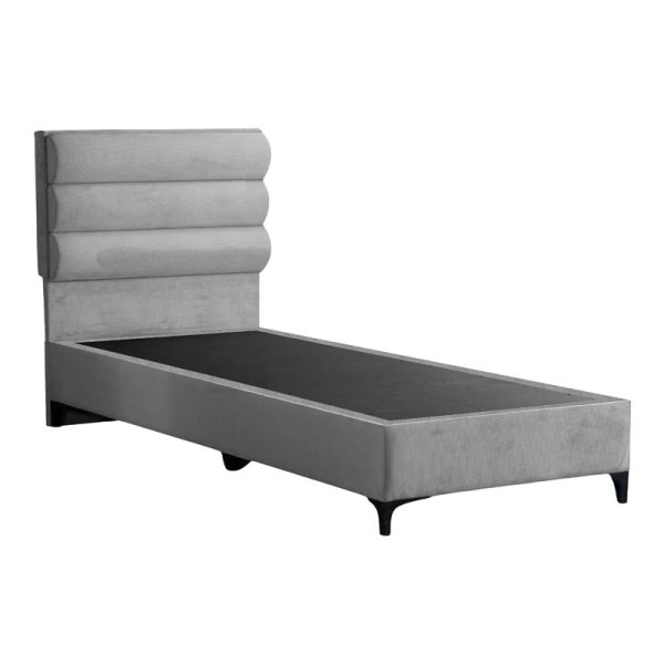 323 000029 2 Limit pakoworld fabric bed in a light grey shade 120x200cmIndoor furniture > Beds