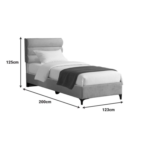323 000029 3 Limit pakoworld fabric bed in a light grey shade 120x200cmIndoor furniture > Beds