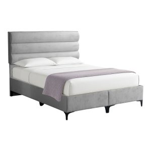 323 000032 Limit pakoworld fabric bed in grey shade 160x200cmIndoor furniture > Beds