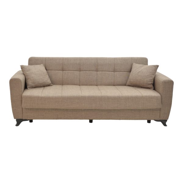 328 000028 2 Modesto pakoworld three-seater sofa-bed with storage light brown fabric 215x85x80cmIndoor furniture > Sofas-bed