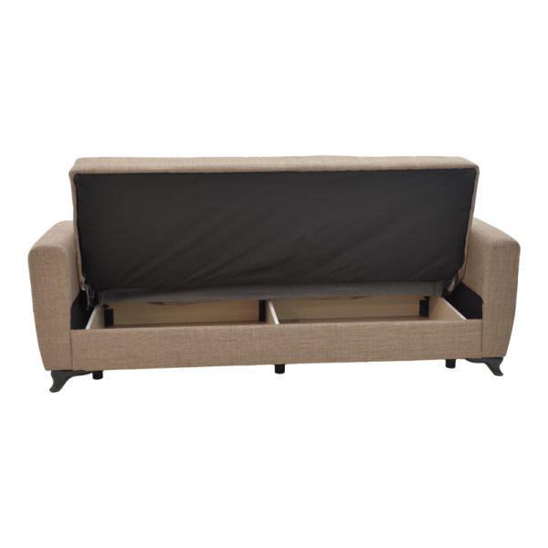 328 000028 4 Modesto pakoworld three-seater sofa-bed with storage light brown fabric 215x85x80cmIndoor furniture > Sofas-bed