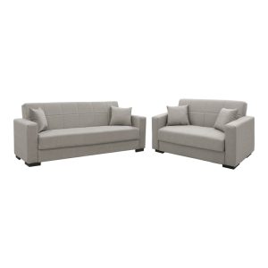 328 000034 Living room set 2 pieces Vox pakoworld fabric in light gray shadeIndoor furniture > Sofas