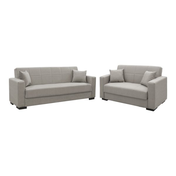 328 000034 Living room set 2 pieces Vox pakoworld fabric in light gray shadeIndoor furniture > Sofas