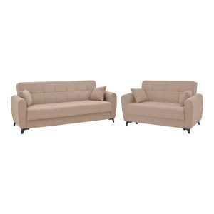328 000037 Living room set 2 pieces Lincoln pakoworld fabric in beige shadeIndoor furniture > Sofas