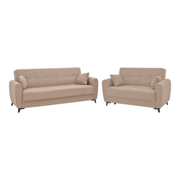 328 000037 Living room set 2 pieces Lincoln pakoworld fabric in beige shadeIndoor furniture > Sofas