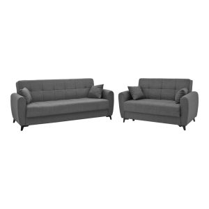 328 000039 Living room set 2 pieces Lincoln pakoworld fabric in anthracite shadeIndoor furniture > Sofas