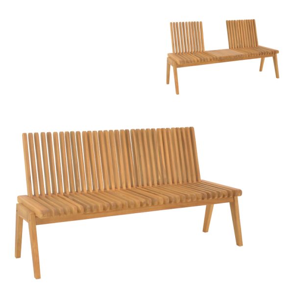 340 000017 Polymorphic sofa-bench Jey pakoworld teak wood in natural shade 120x57.5x80cmBOHO CHIC > Sofas & Benches