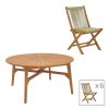 340 000037 Dining set 9 pcs Banou-Pino pakoworld teak wood in natural 180/240x100x75cmOutdoor furniture > Garden food table