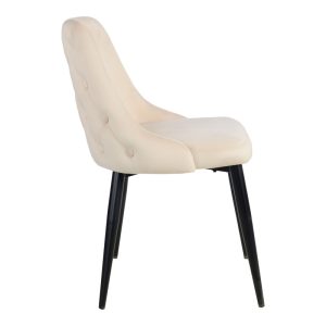 357 000011 2 Zedna chair pakoworld beige velvet with black metal legs 51x58x84cmIndoor furniture > Chairs