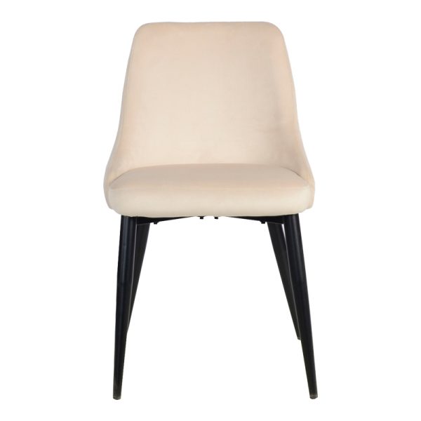 357 000011 3 Zedna chair pakoworld beige velvet with black metal legs 51x58x84cmIndoor furniture > Chairs