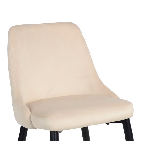 357 000011 4 Zedna chair pakoworld beige velvet with black metal legs 51x58x84cmIndoor furniture > Chairs