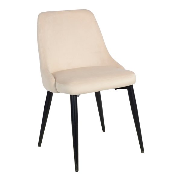 357 000011 Zedna chair pakoworld beige velvet with black metal legs 51x58x84cmIndoor furniture > Chairs