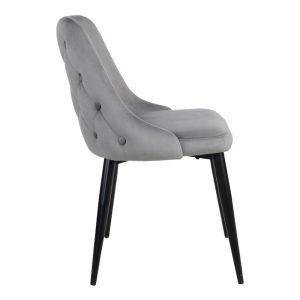 357 000012 2 Zedna chair pakoworld grey velvet with black metal legs 51x58x84cmIndoor furniture > Chairs