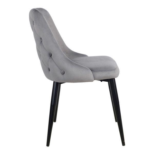 357 000012 2 Zedna chair pakoworld grey velvet with black metal legs 51x58x84cmIndoor furniture > Chairs