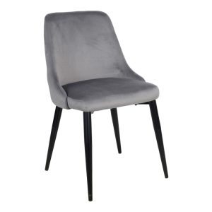 357 000012 Zedna chair pakoworld grey velvet with black metal legs 51x58x84cmIndoor furniture > Chairs