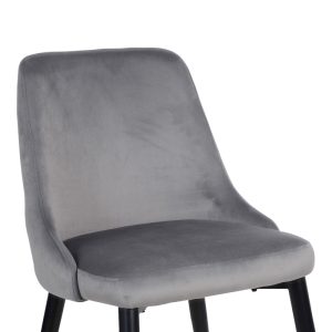 357 000012 4 Zedna chair pakoworld grey velvet with black metal legs 51x58x84cmIndoor furniture > Chairs