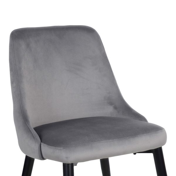 357 000012 4 Zedna chair pakoworld grey velvet with black metal legs 51x58x84cmIndoor furniture > Chairs