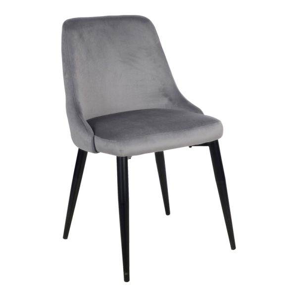 357 000012 Zedna chair pakoworld grey velvet with black metal legs 51x58x84cmIndoor furniture > Chairs
